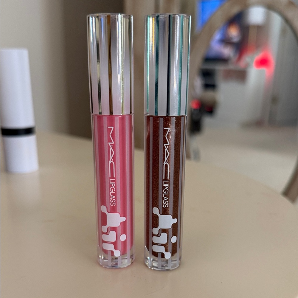 MAC Cosmetics Lipglass Duo - Vibrant Pink and Deep Brown